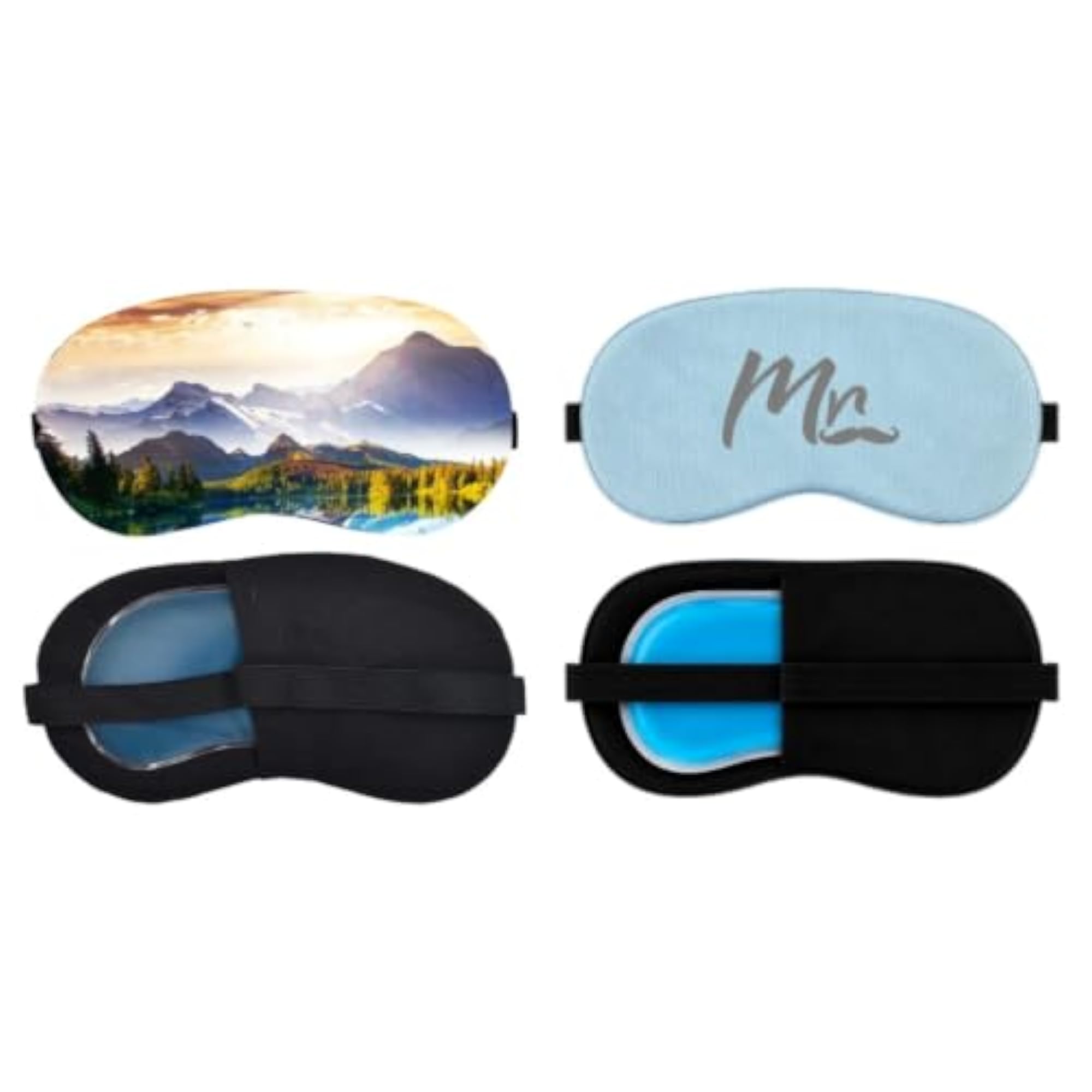 Coastal Landscape & Light Blue Mr Print Sleeping Eye Mask Combo Pack